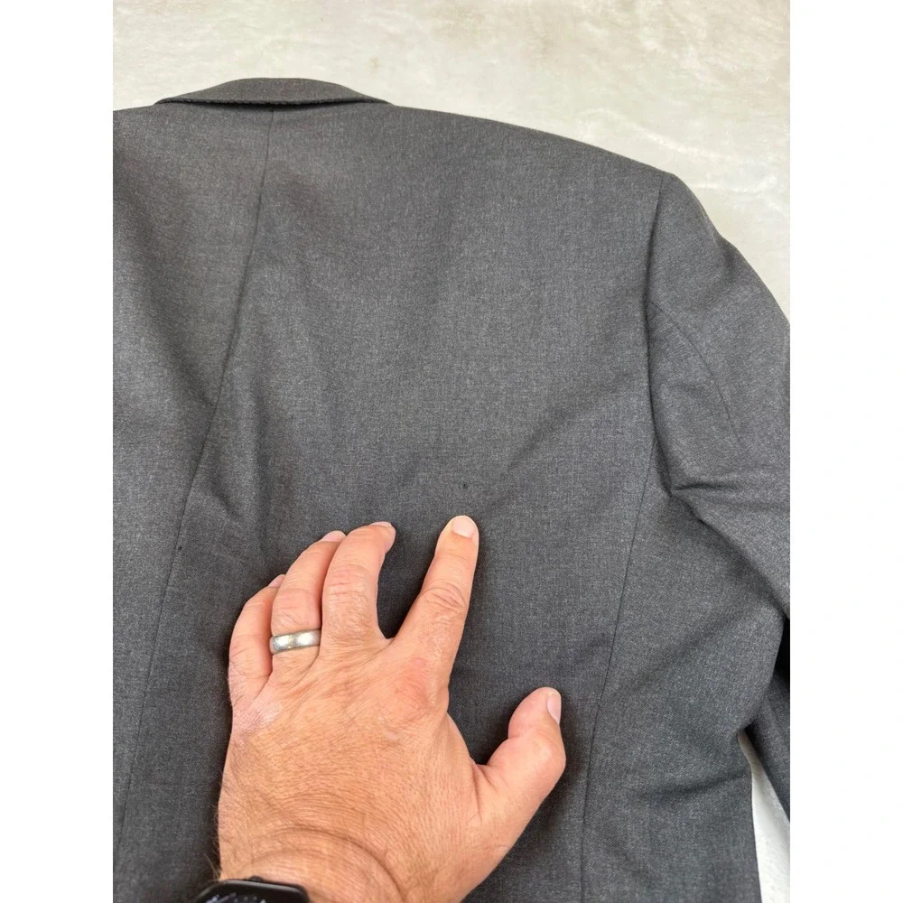 Burberrys Tailored Expressly‎ 42 Wool Worsted Gray Blazer Jacket Mens